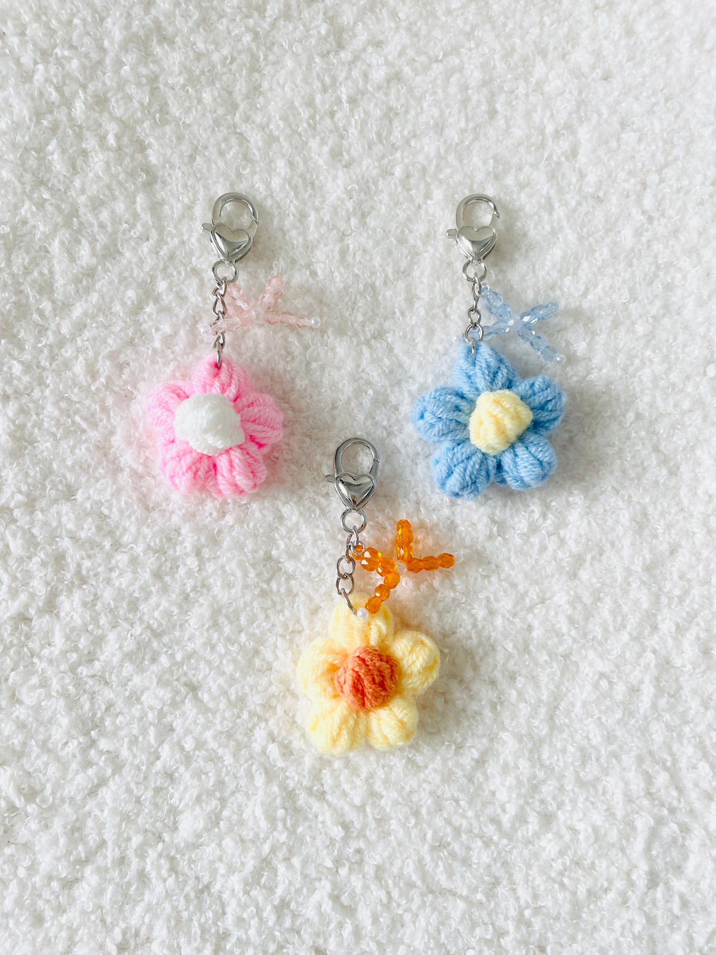 Porte-clés fleurs en crochet